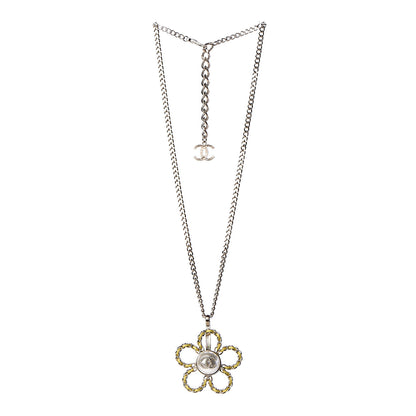 Chanel Pearl Lambskin Chain CC Flower Pendant Necklace Gold Yellow 3 of 7