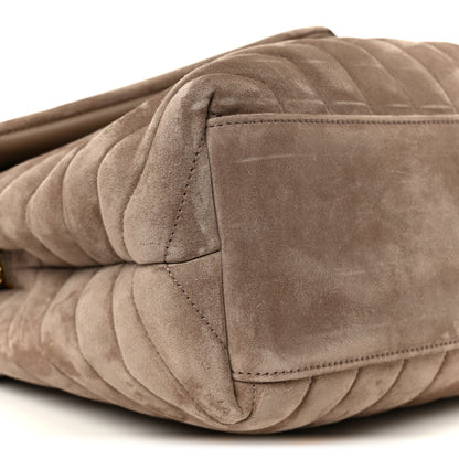 Saint Laurent Suede Y Quilted Monogram Medium Loulou Chain Satchel Taupe 10 of 11