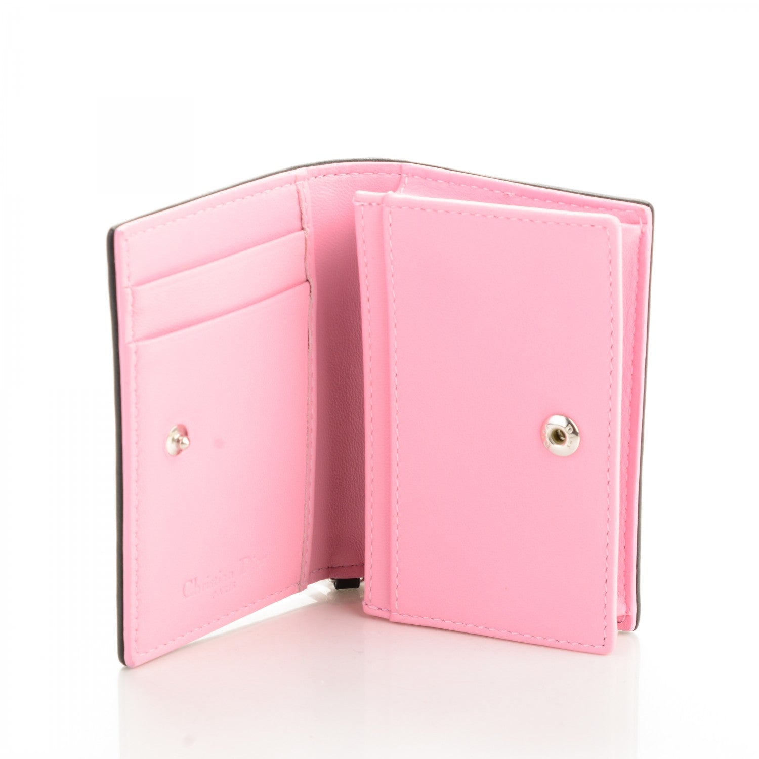 Christian Dior Lambskin Cannage Bi-Color Small Lady Dior Flap Card Holder Black Pink 5 of 8