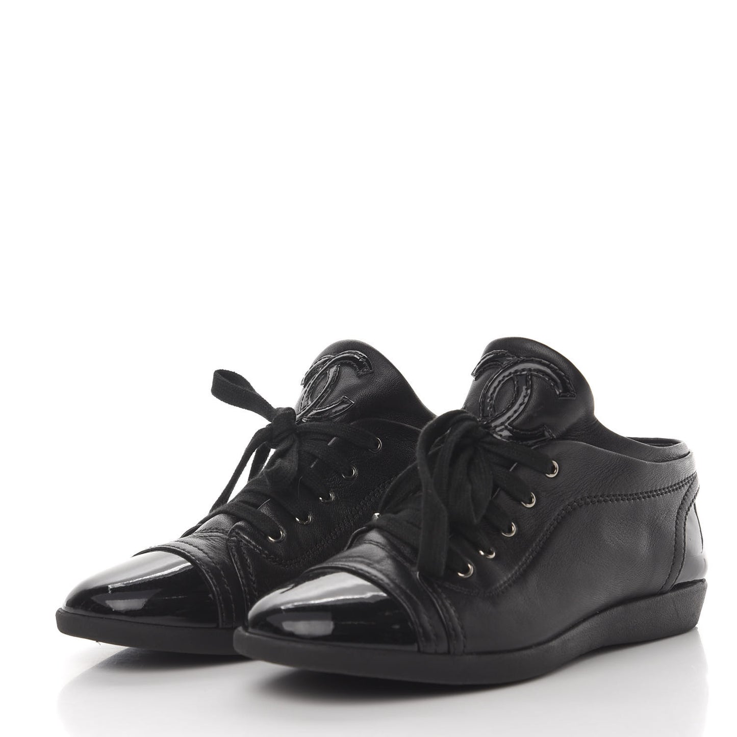 Lambskin Patent Cap Toe CC Sneakers 36.5 Black