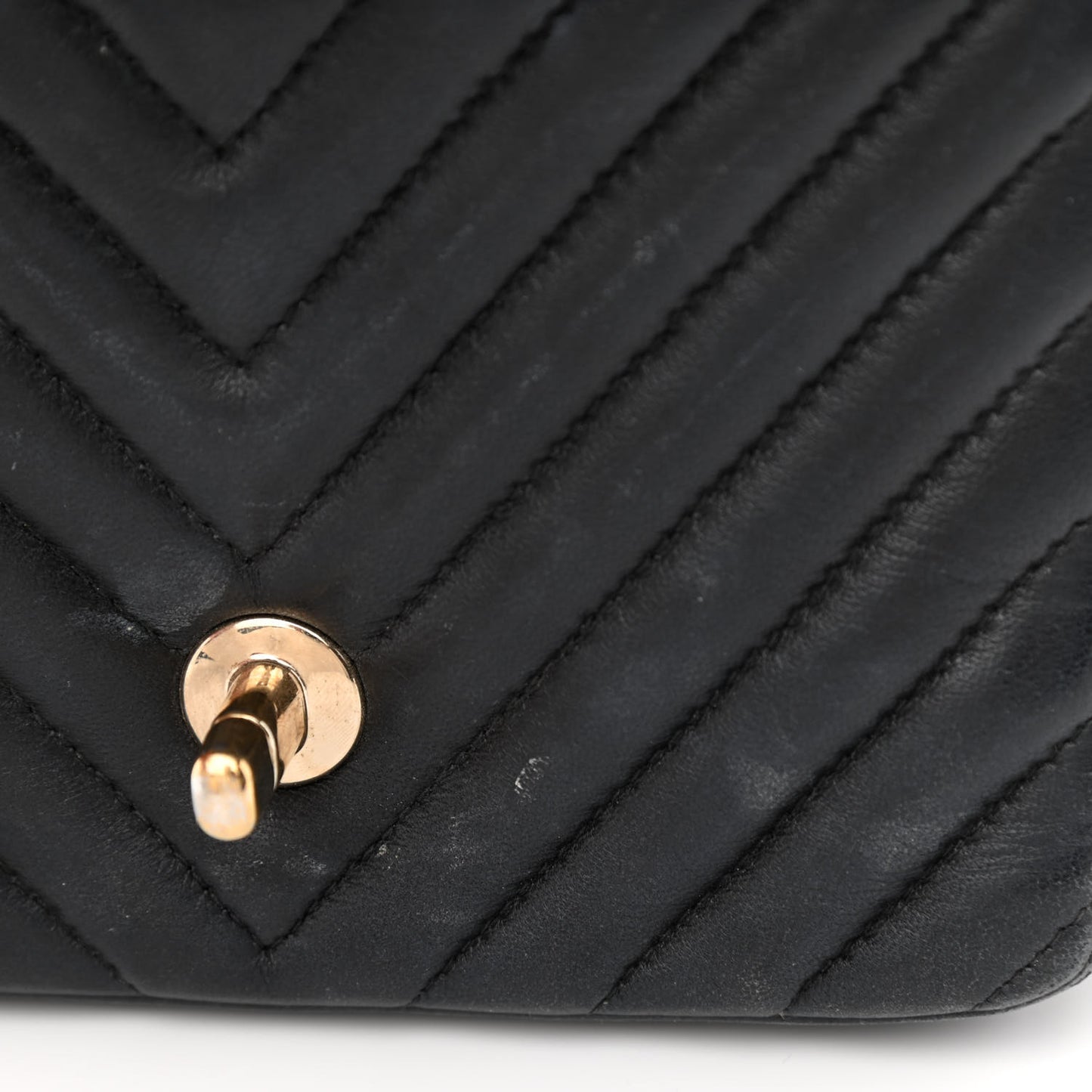 Lambskin Chevron Quilted Mini Square Flap Black