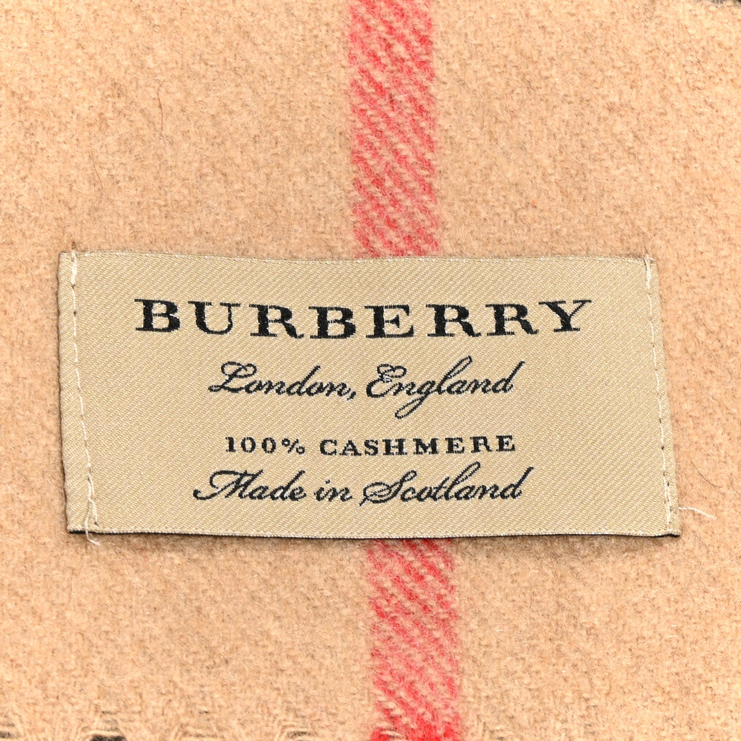 Burberry Cashmere Giant Check Fringe Scarf Camel 3 of 4