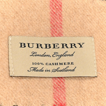 Burberry Cashmere Giant Check Fringe Scarf Camel 3 of 4
