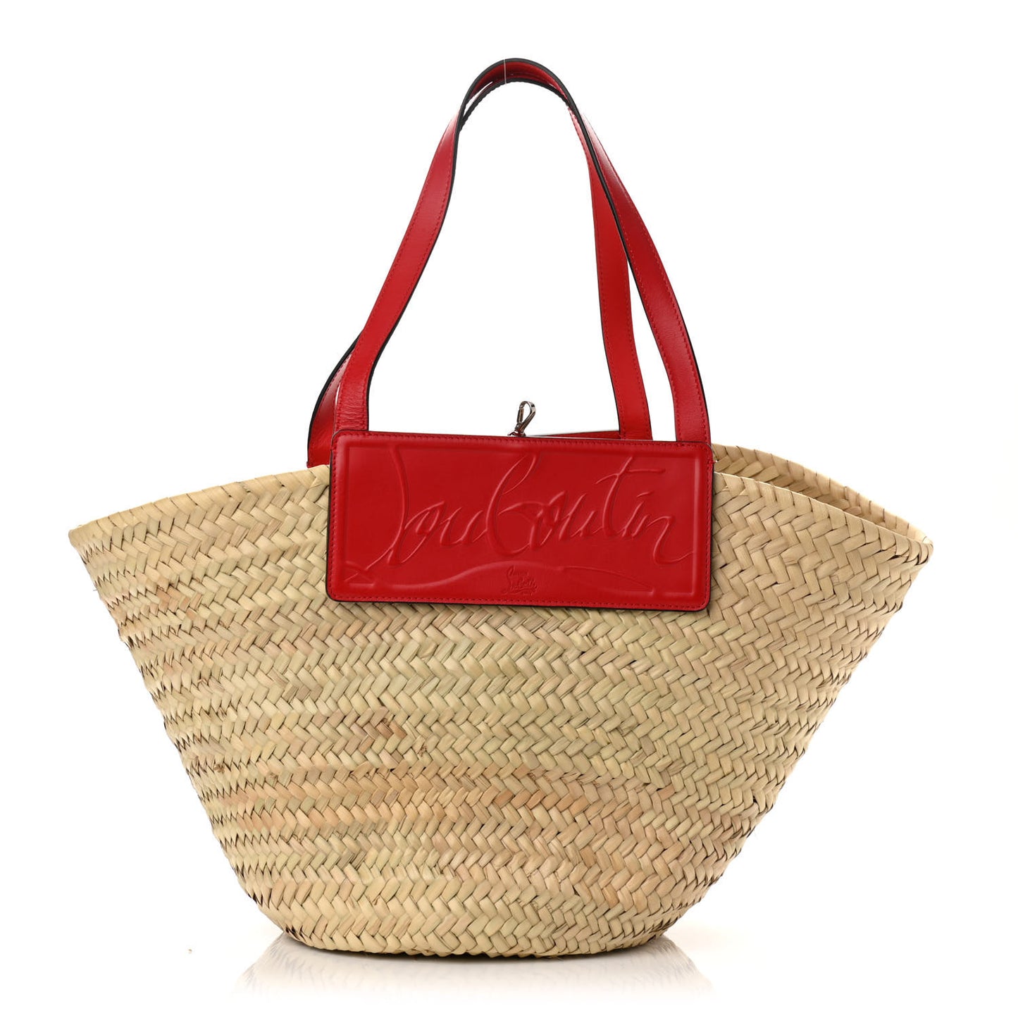 Woven Straw Loubishore Tote Red