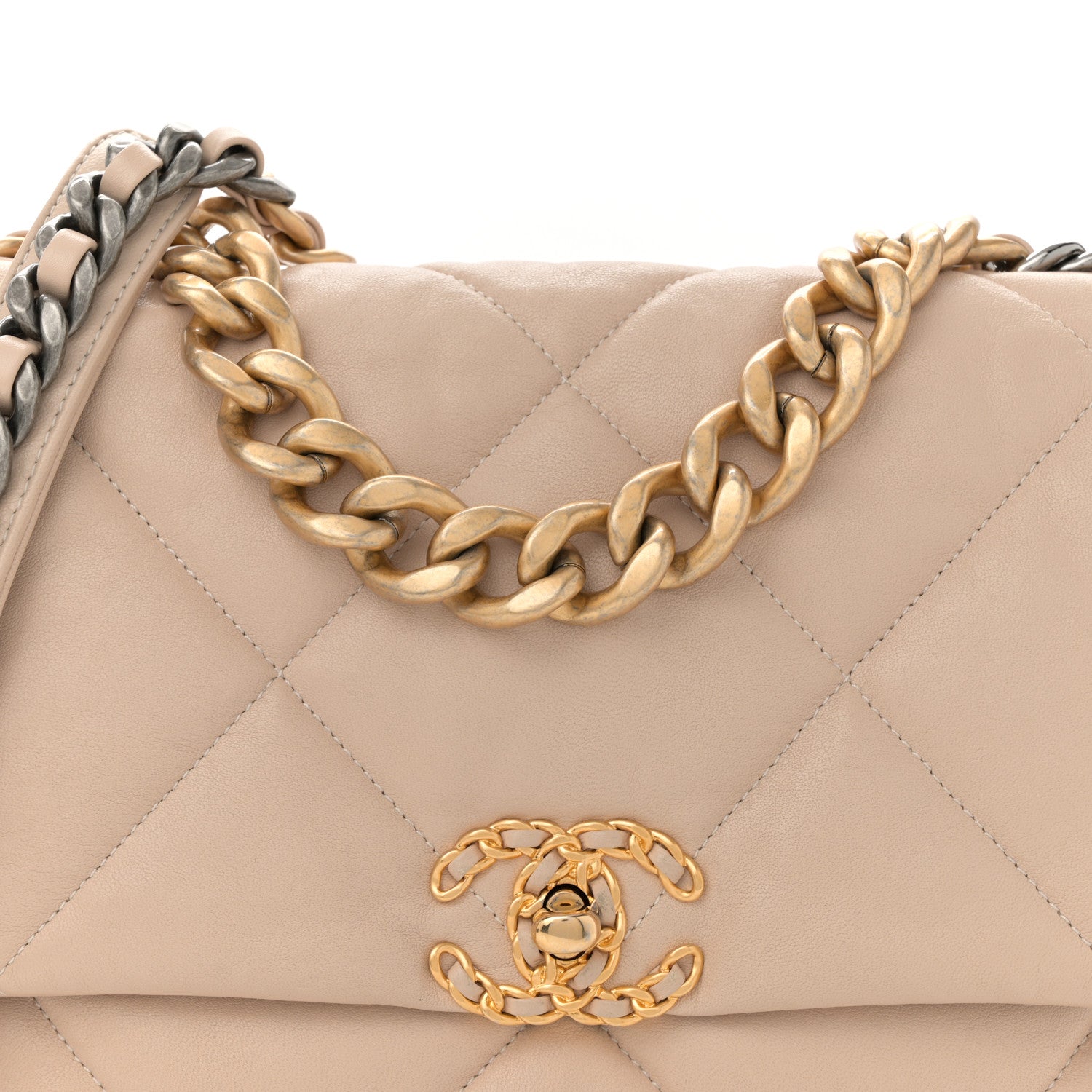 Chanel Lambskin Quilted Large Chanel 19 Flap Dark Beige 8 of 12