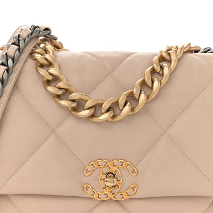 Chanel Lambskin Quilted Large Chanel 19 Flap Dark Beige 8 of 12