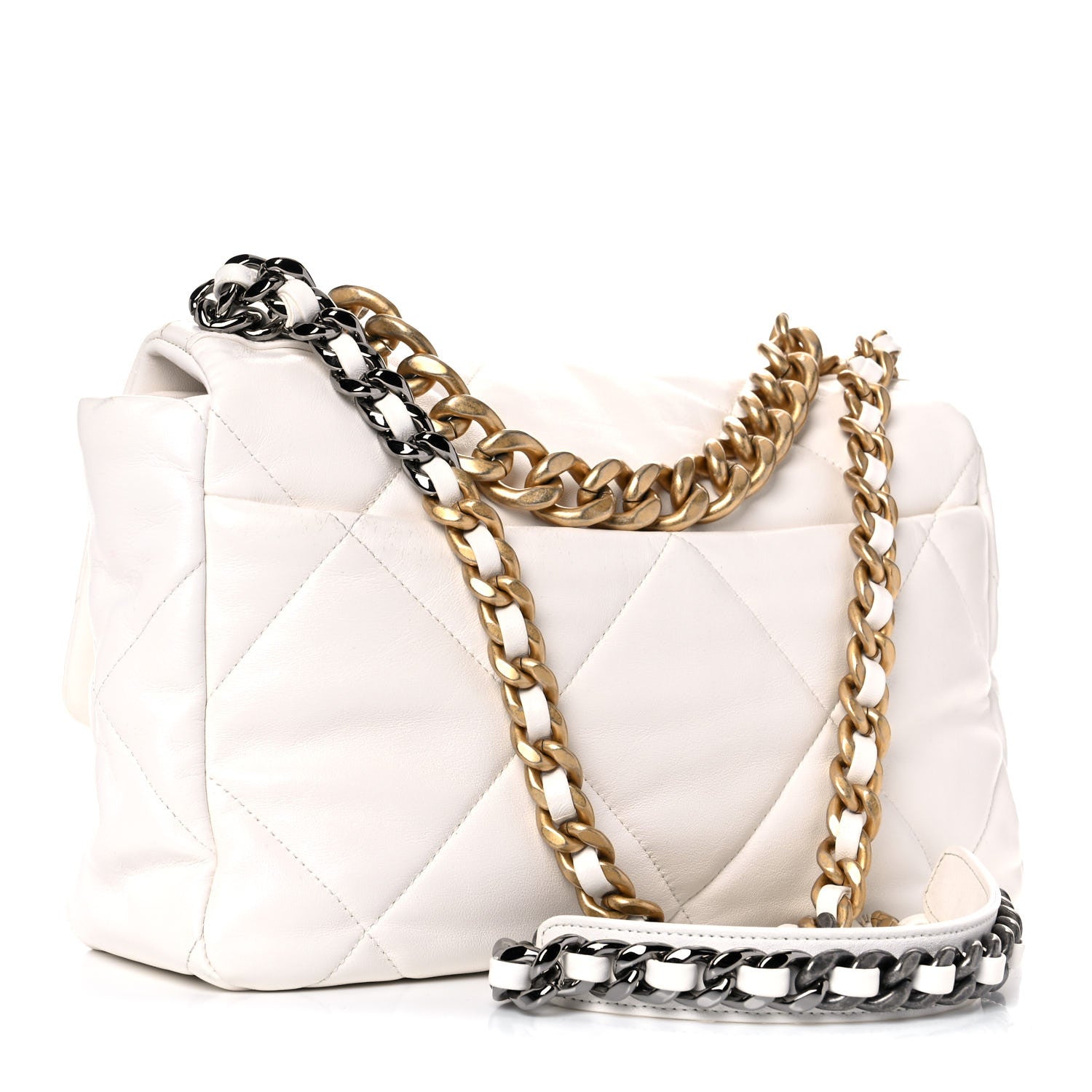 Chanel Lambskin Quilted Large Chanel 19 Flap White 3 of 13