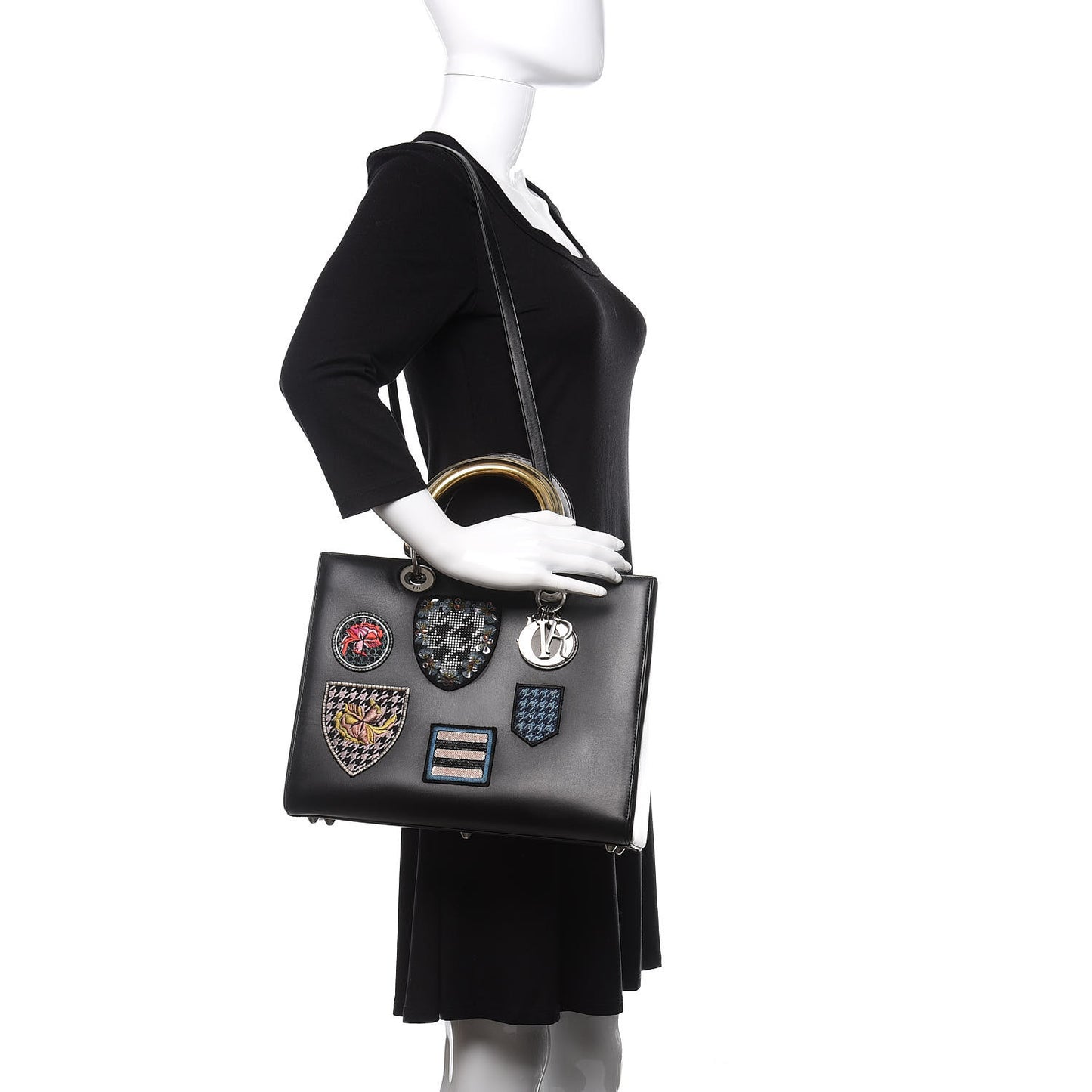Smooth Calfskin Large Lucky Badges Lady Dior Black