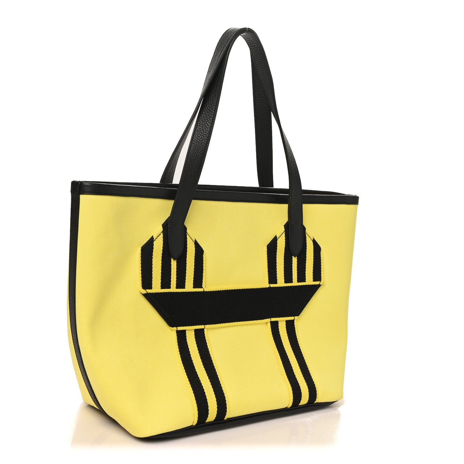 Hermes Militaire Canvas Taurillon Clemence  Wooly Wooly Pursangle MM Tote Jaune Black 3 of 10