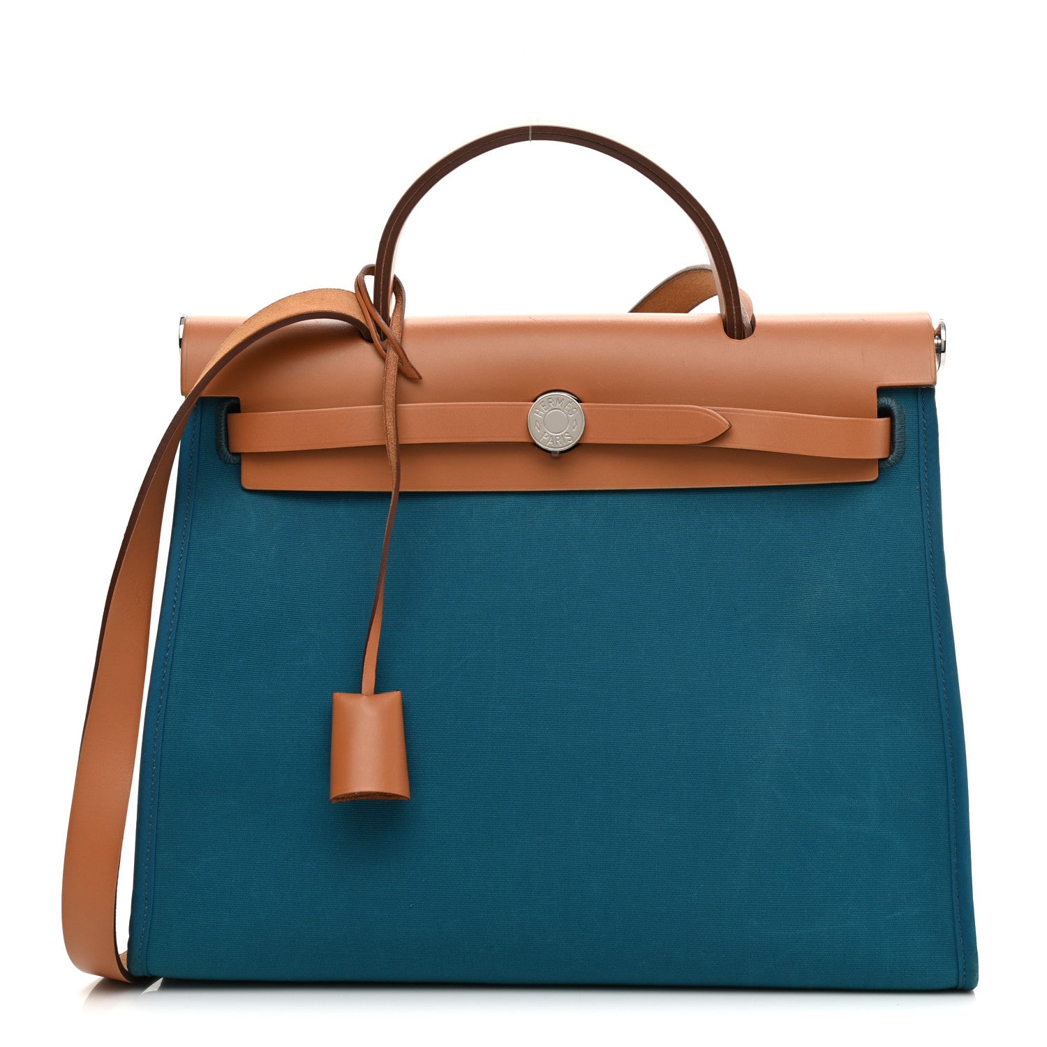 Hermes Vache Hunter Toile Herbag Zip 31 PM Bleu Natural 2 of 11