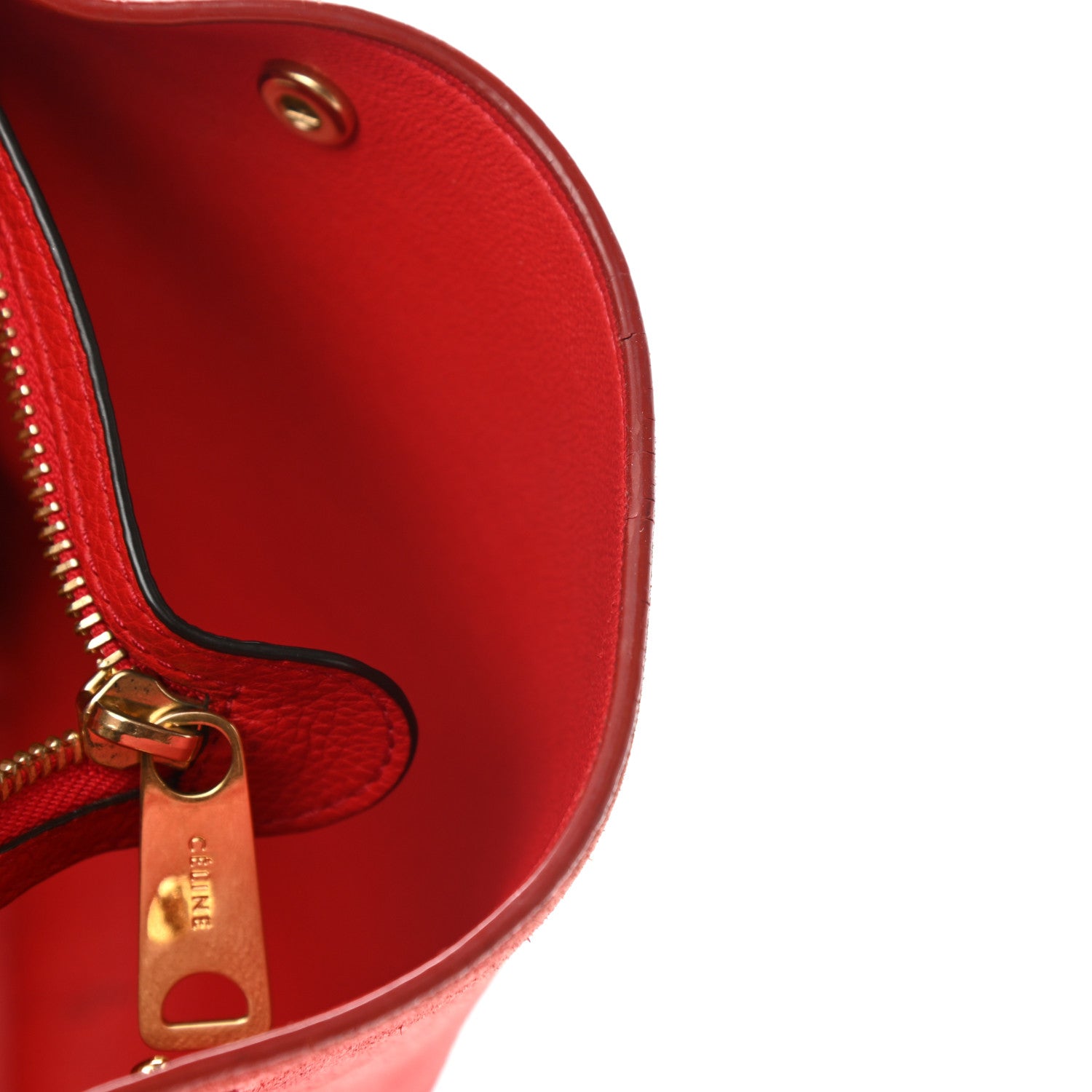Celine Drummed Calfskin Suede Medium Trapeze Coquelicot 23 of 28