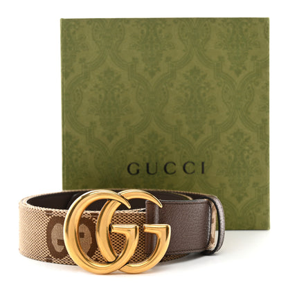 Gucci Monogram Jumbo GG Textured Dollar Calfskin Double G 40mm Belt 100 40 Camel Ebony 6 of 6