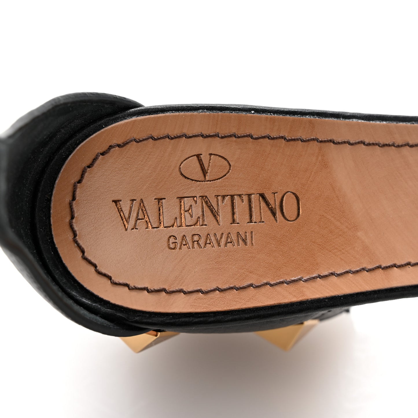 Grained Calfskin Roman Stud Ankle Strap 75mm Sandals 37 Black