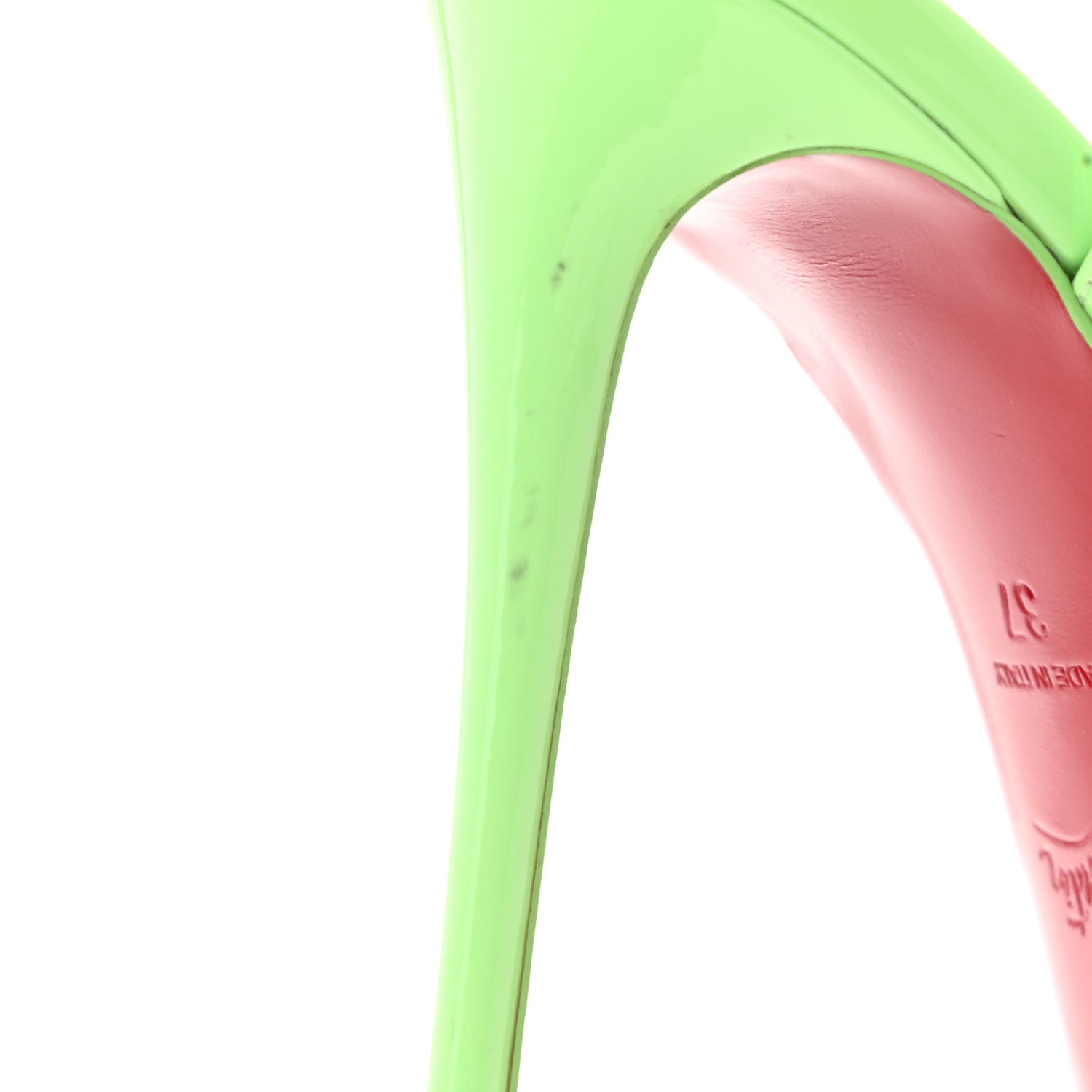 Christian Louboutin Patent Loubigirl 100 Sandals 37 Neon Green 8 of 9