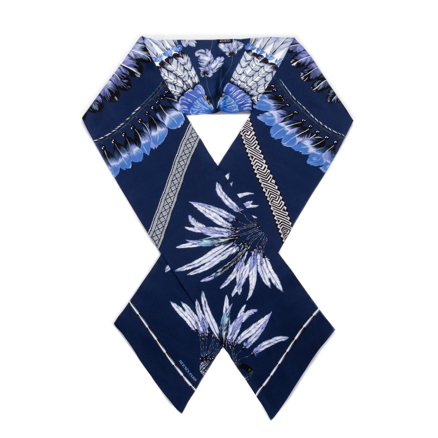 Silk Brazil Maxi Twilly Marine Bleu Roy Lavande