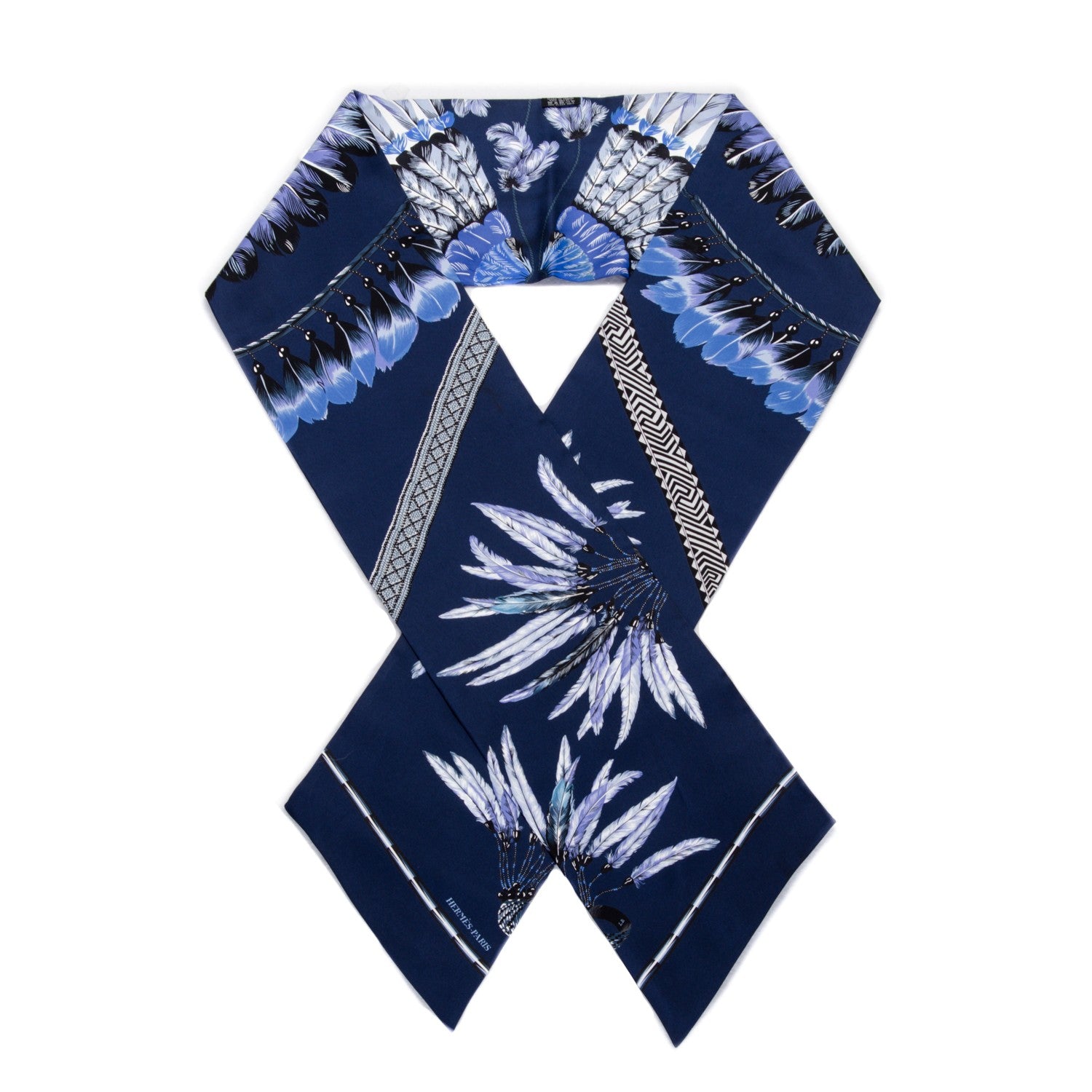 Hermes Silk Brazil Maxi Twilly Marine Bleu Roy Lavande 1 of 7