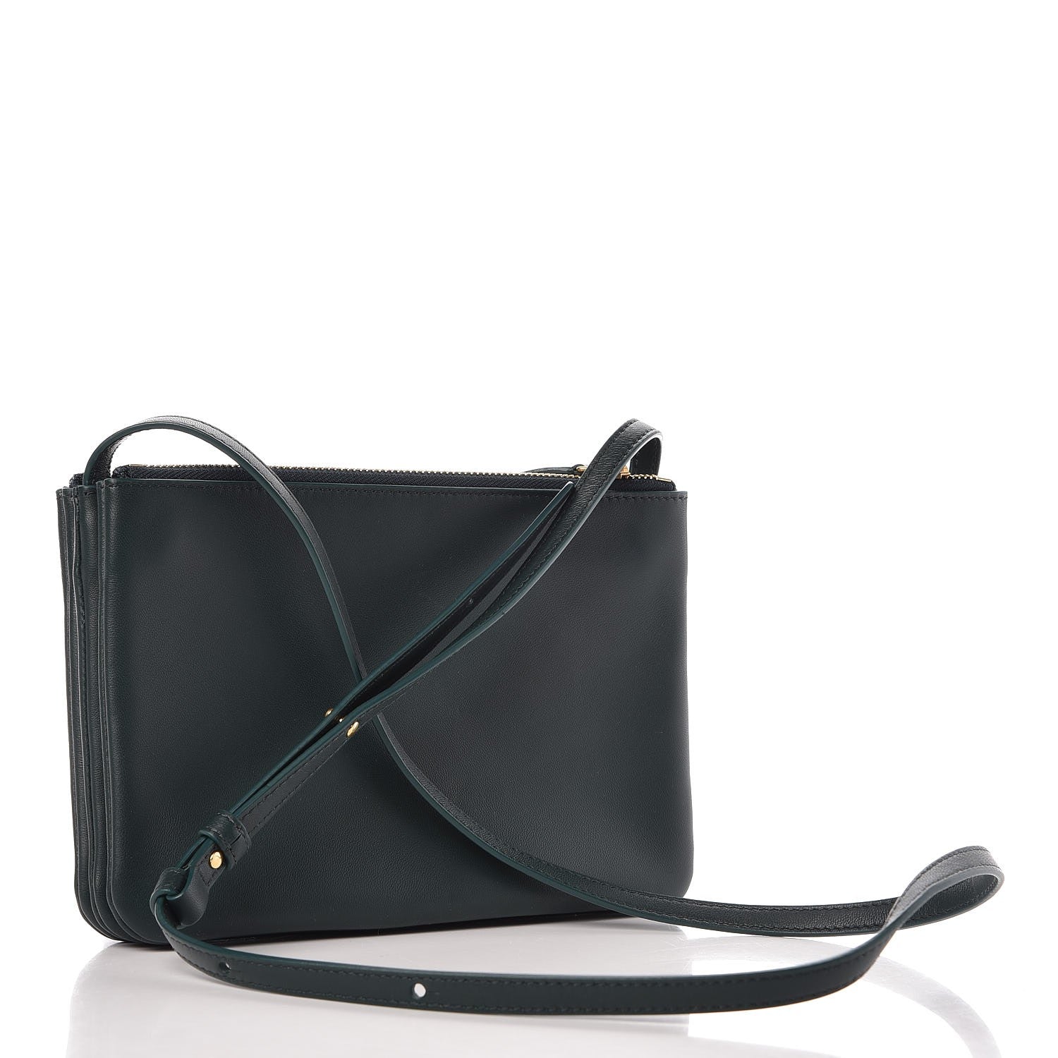 Celine Lambskin Small Trio Crossbody Bag Dark Green 3 of 10