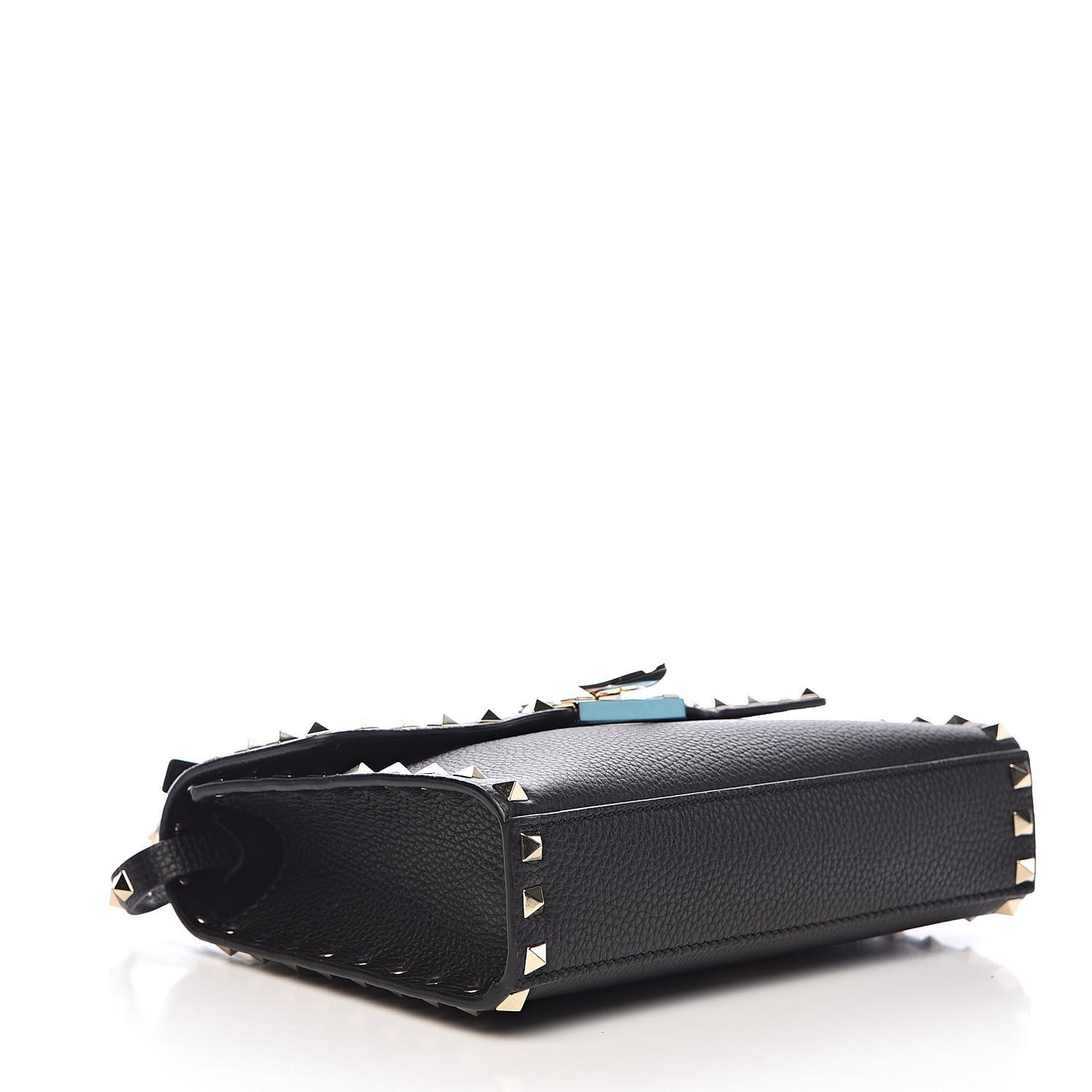 Pebbled Calfskin Medium Rockstud Flip Lock Crossbody Bag Black