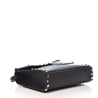 Valentino Garavani Pebbled Calfskin Medium Rockstud Flip Lock Crossbody Bag Black 4 of 9