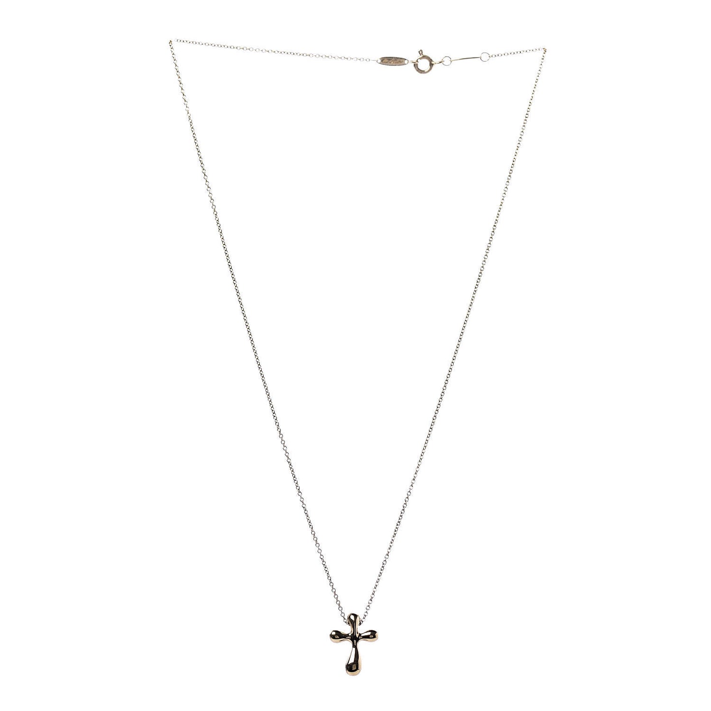 18K Yellow Gold 12mm Elsa Peretti Cross Pendant Necklace