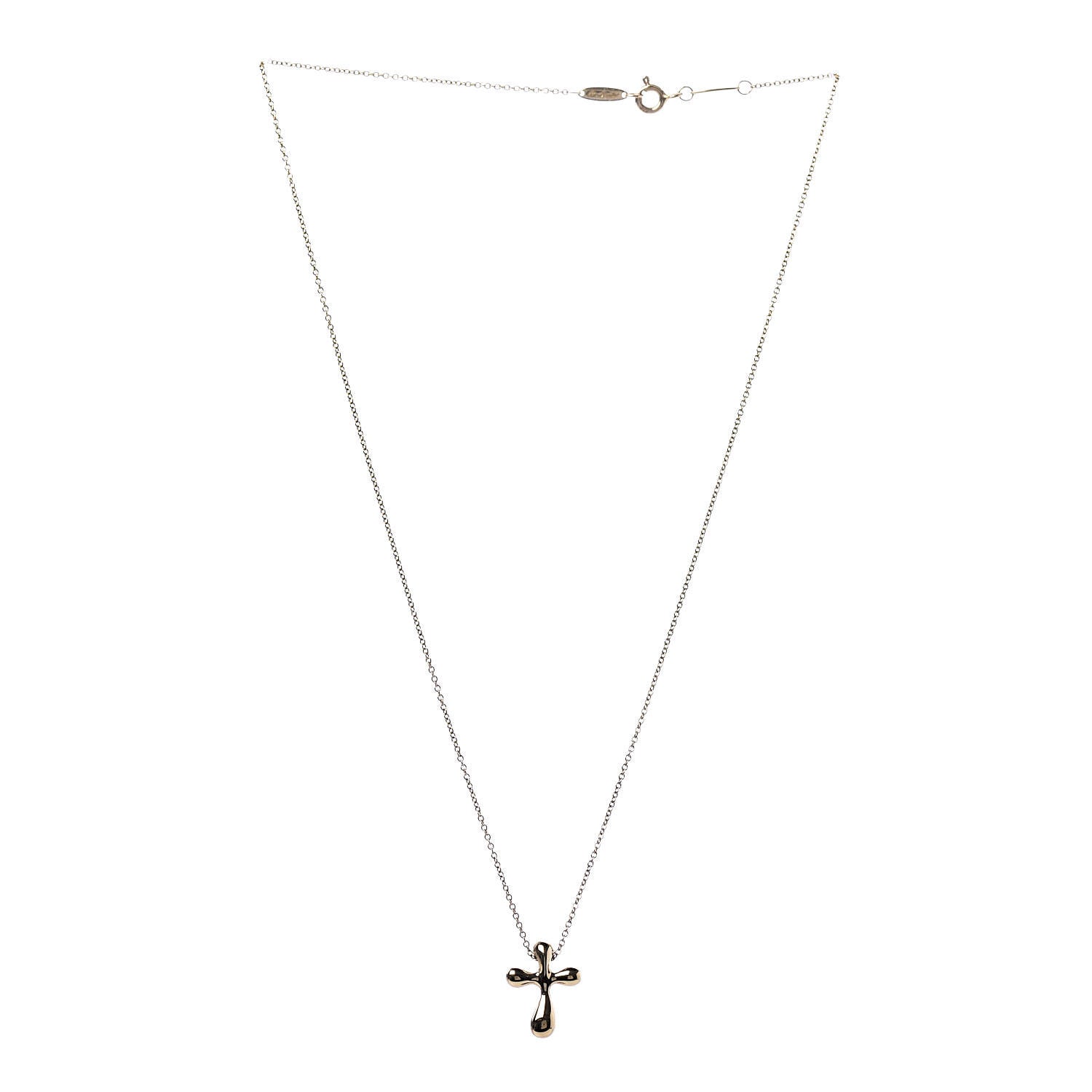 Tiffany 18K Yellow Gold 12mm Elsa Peretti Cross Pendant Necklace 3 of 7