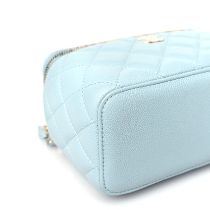 Chanel Caviar Quilted Small Tiny CC Vanity Case With Chain Light Blue 8 of 10