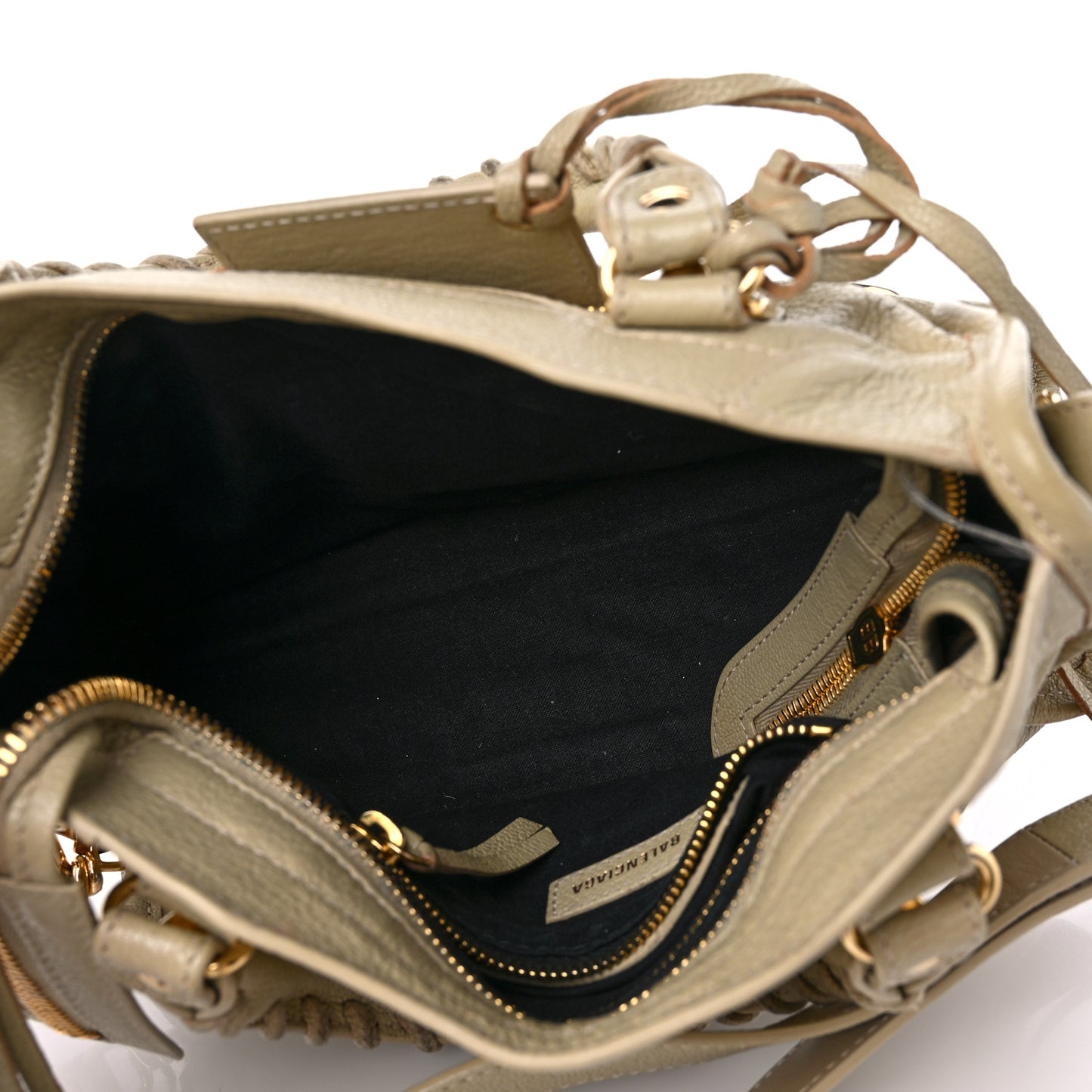 Chevre Gold Metallic Edge Hardware Mini City Beige Oryx
