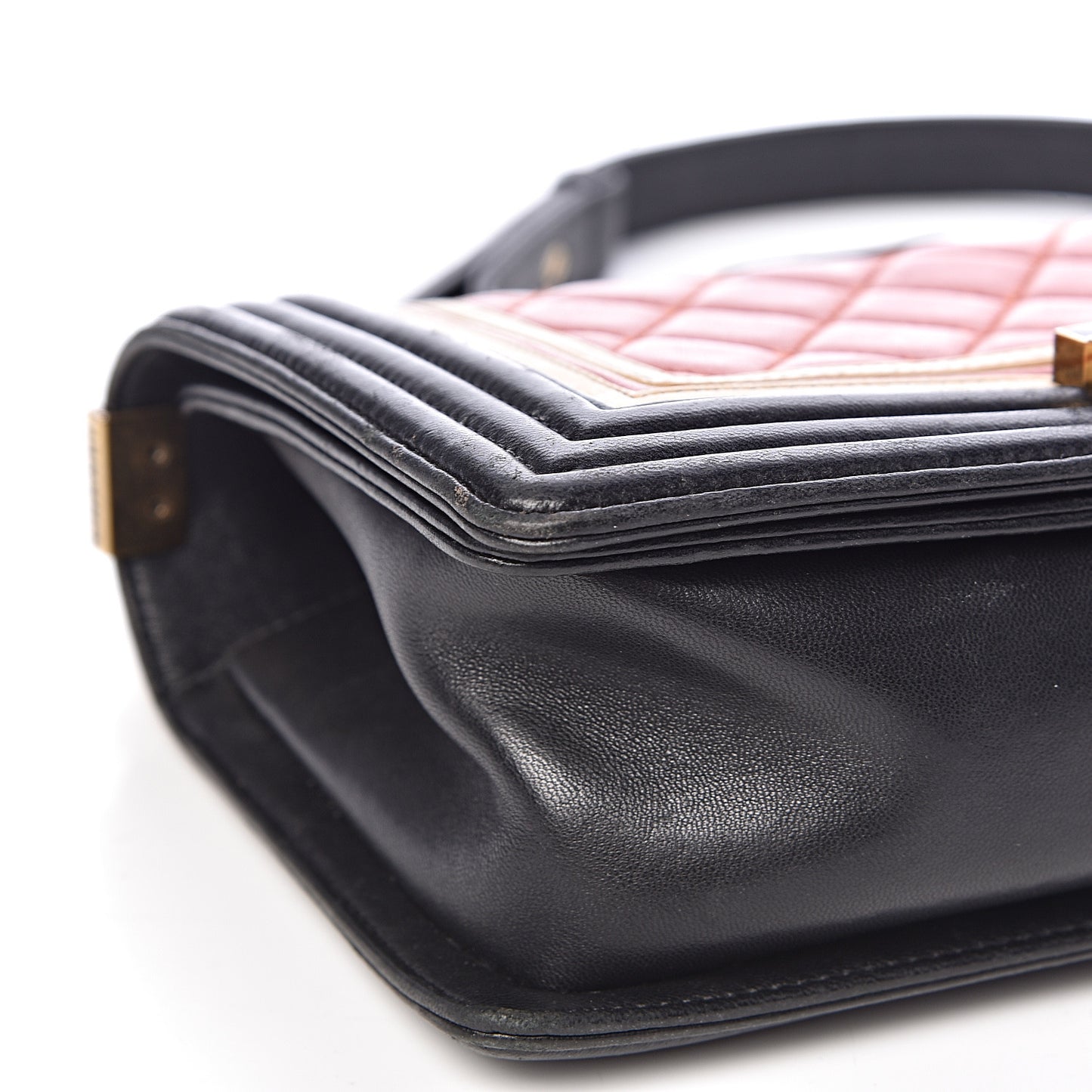Lambskin Quilted Medium Crest Embellished Boy Flap Multicolor