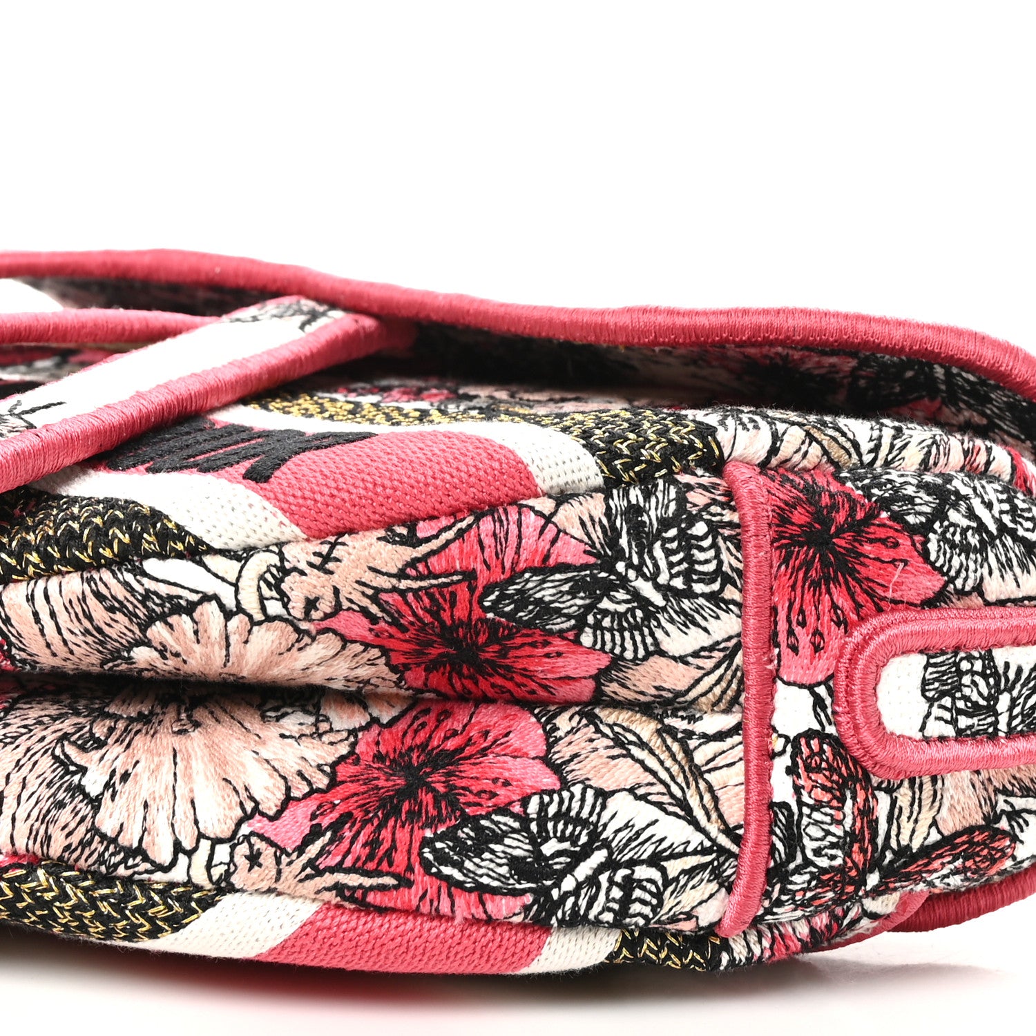 Christian Dior Canvas Embroidered Butterfly Print Saddle Bag Pink Multicolor 10 of 10