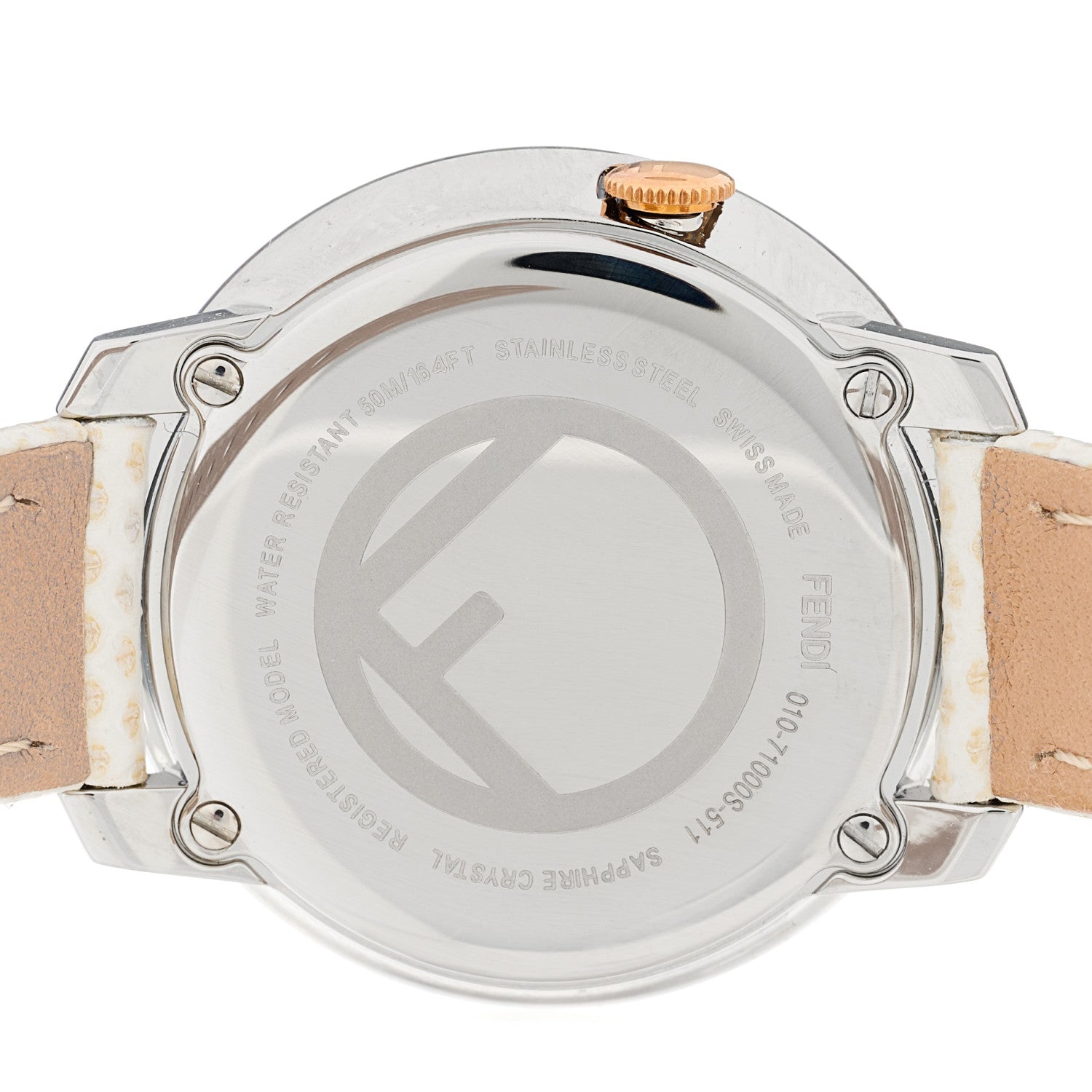 Fendi Stainless Steel Calfskin 28mm Run Away Quartz Watch Ivory 4 of 5