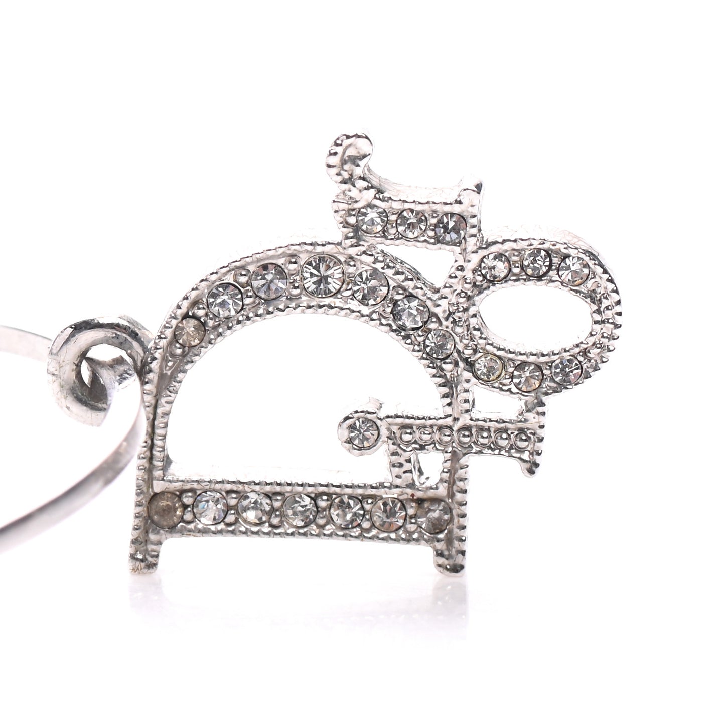 Crystal Logo Hoop Earrings Silver