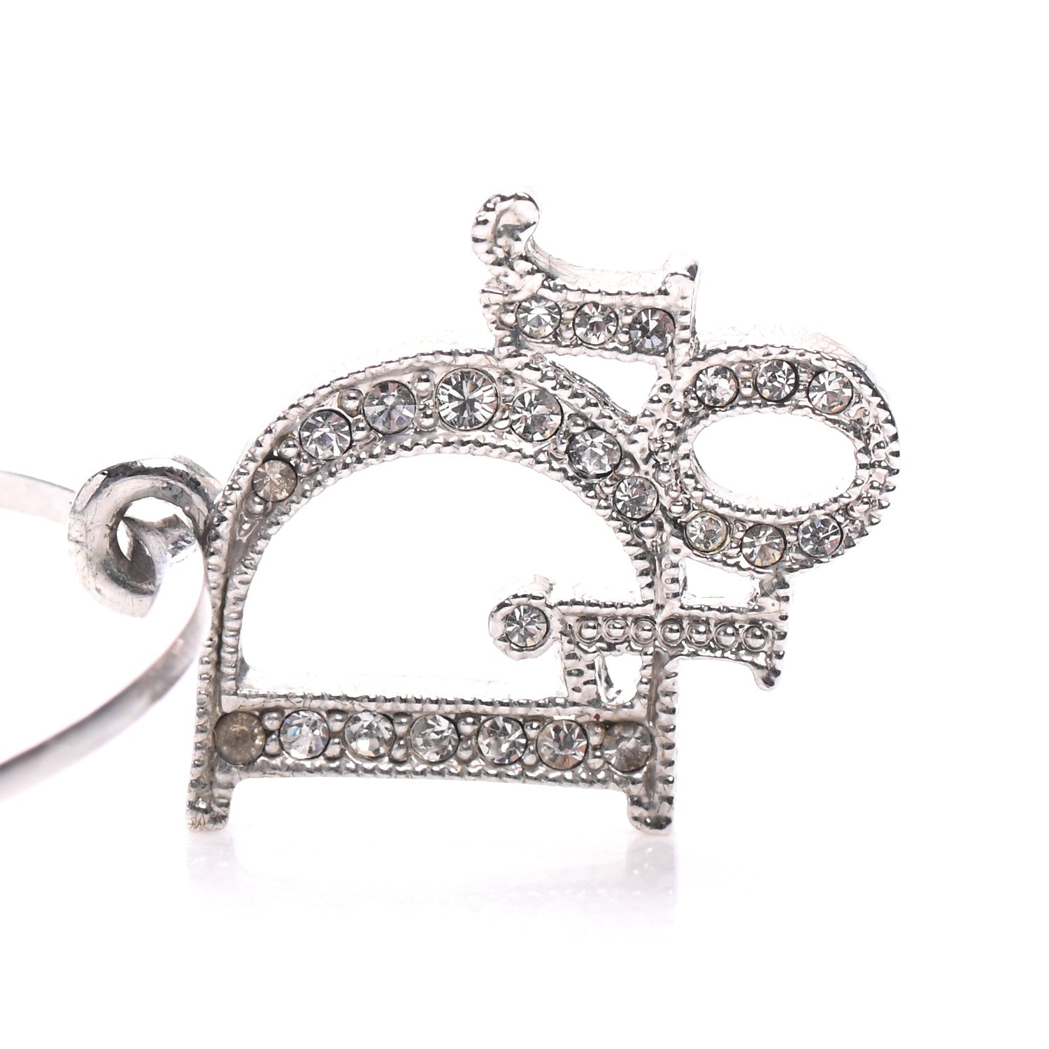 Christian Dior Crystal Logo Hoop Earrings Silver 5 of 5