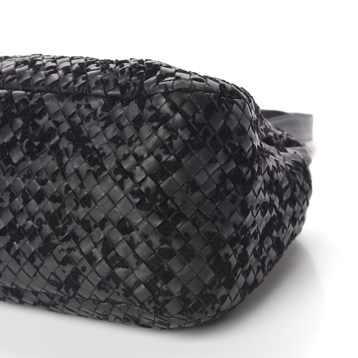 Nappa Intrecciato Velvet Embellished Top Handle Bag Black