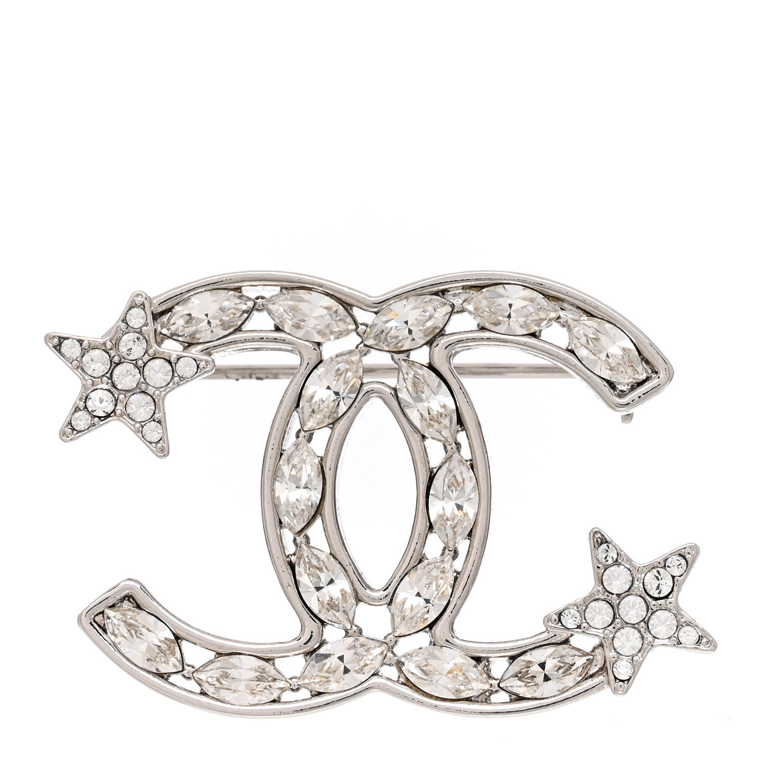 Chanel Crystal Starfall CC Brooch Silver 1 of 5
