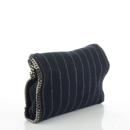 Stella McCartney Wool Stripe Falabella Fold Over Tote Navy 3 of 8