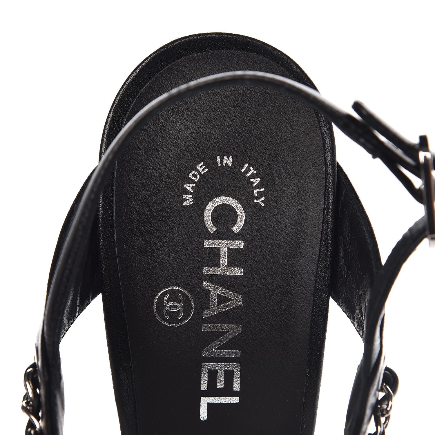 Chanel Lambskin CC Chain Sandals 39 Black 7 of 9