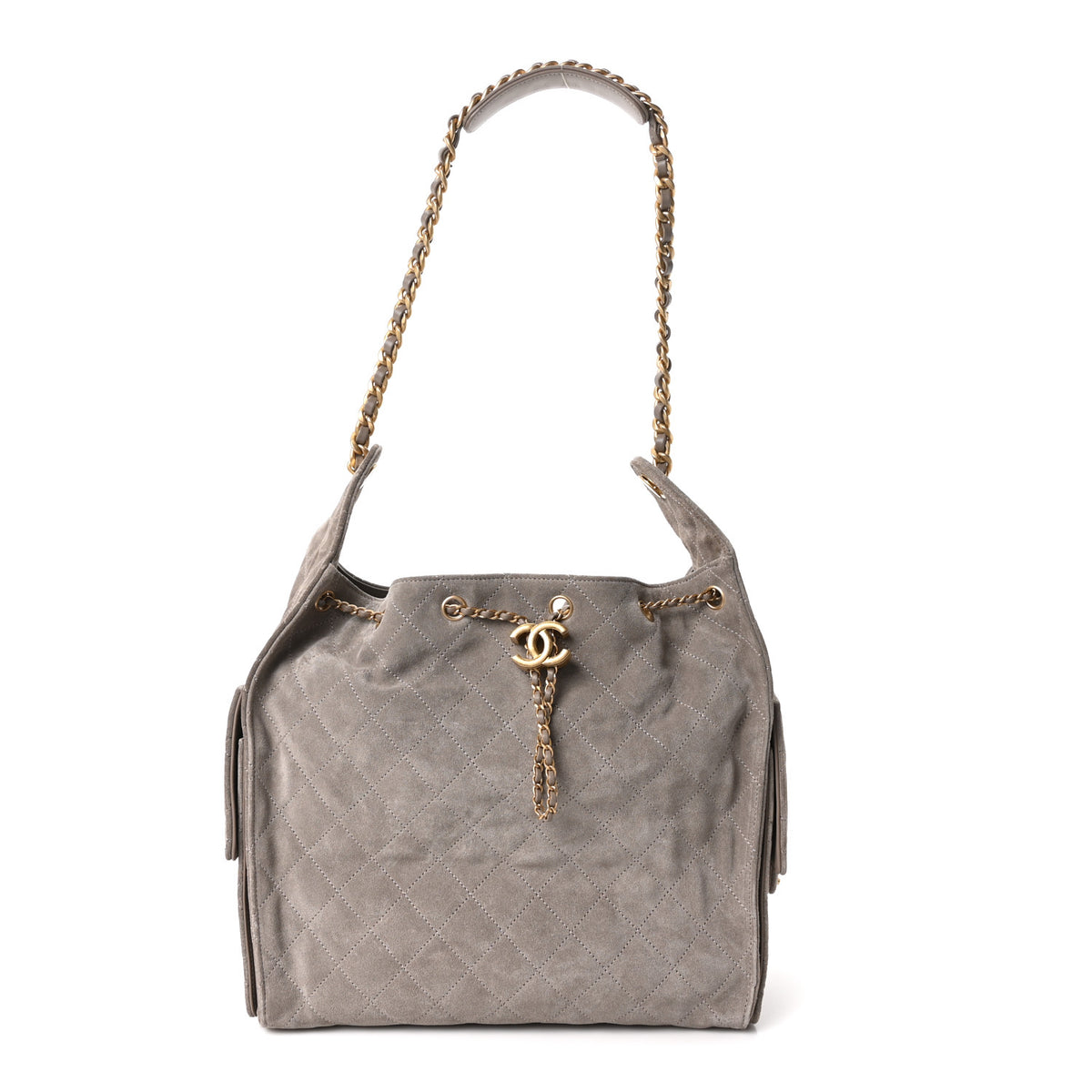Chanel Suede Quilted Medium Chanel 25 Handbag Grey 1 of 11