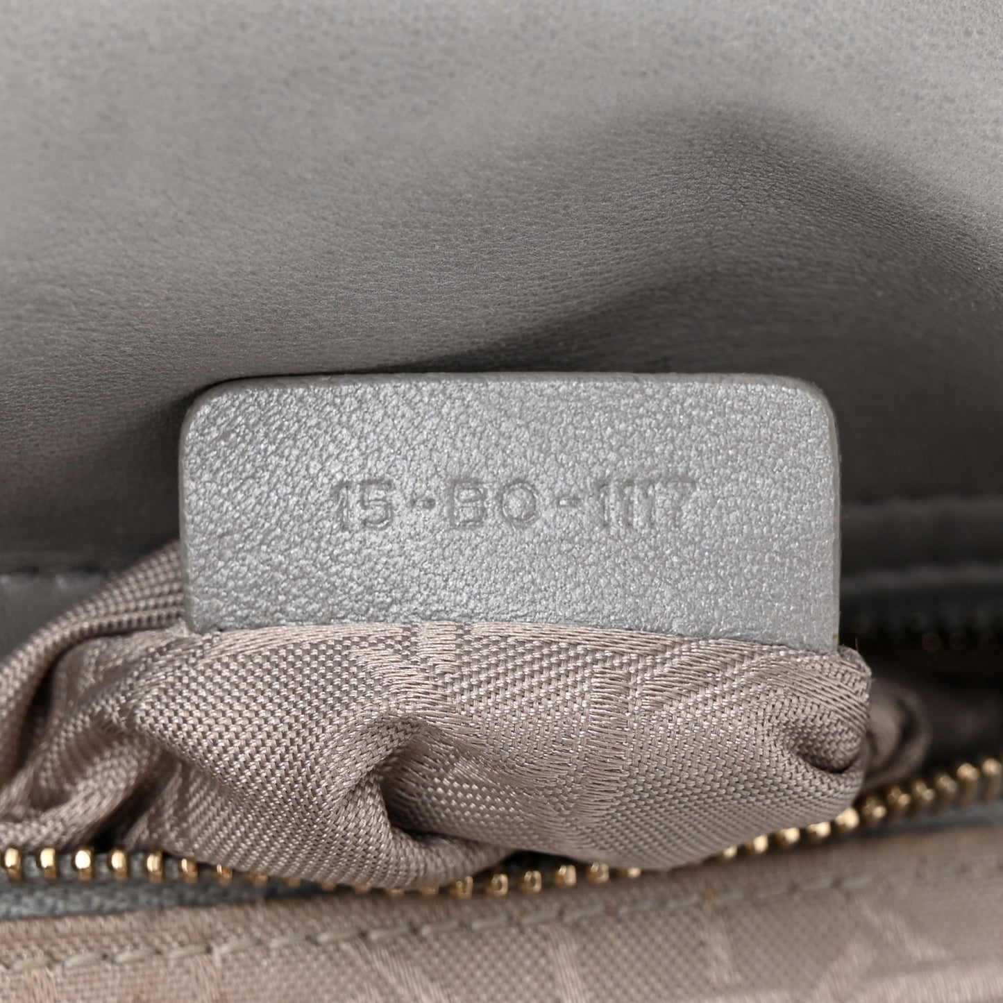 Metallic Lambskin Cannage Mini Lady Dior Grey