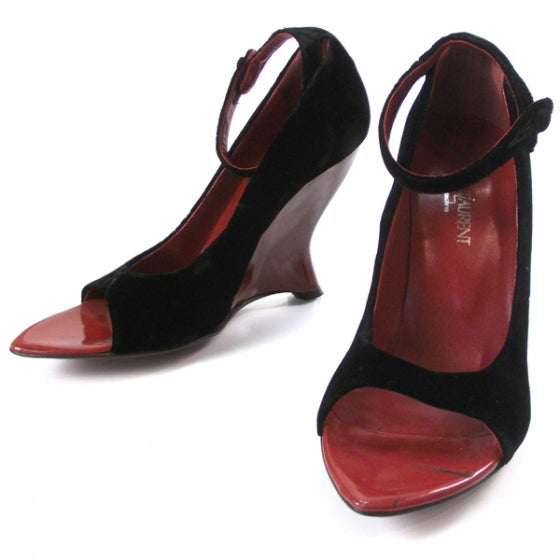 Velvet Wedges Black 37
