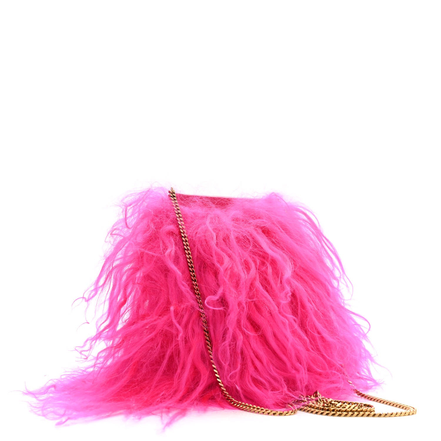 Saint Laurent Fur Mini Pac Pac Pouch On Chain Fuchsia 4 of 12