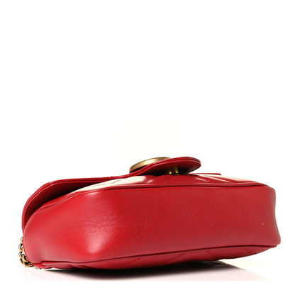 Gucci Calfskin Matelasse Super Mini GG Marmont Shoulder Bag Hibiscus Red 3 of 8