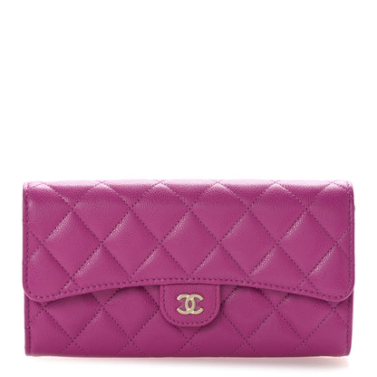 Chanel Caviar Quilted Large Flap Wallet Purple 1 of 9