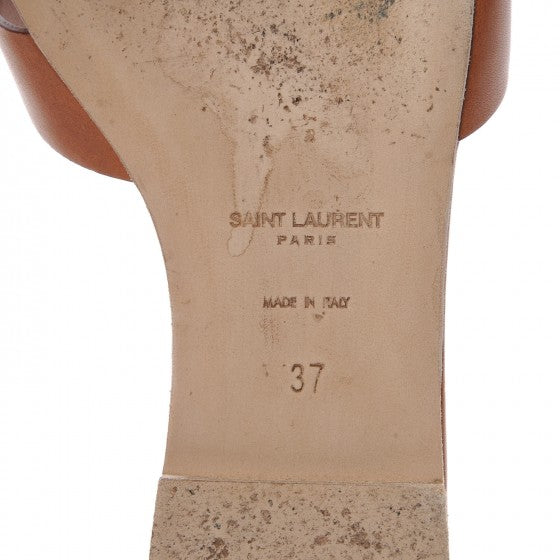 Saint Laurent Calfskin Tribute 05 Slide Sandals 37 Amber 8 of 10