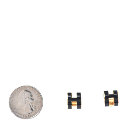 Hermes Gold Lacquered Pop H Earrings Black 2 of 3
