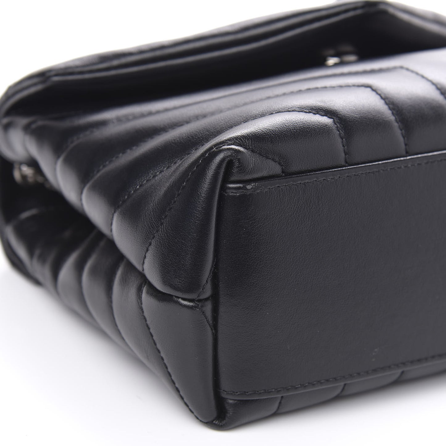 Calfskin Y Quilted Monogram Small Loulou Chain Satchel Black