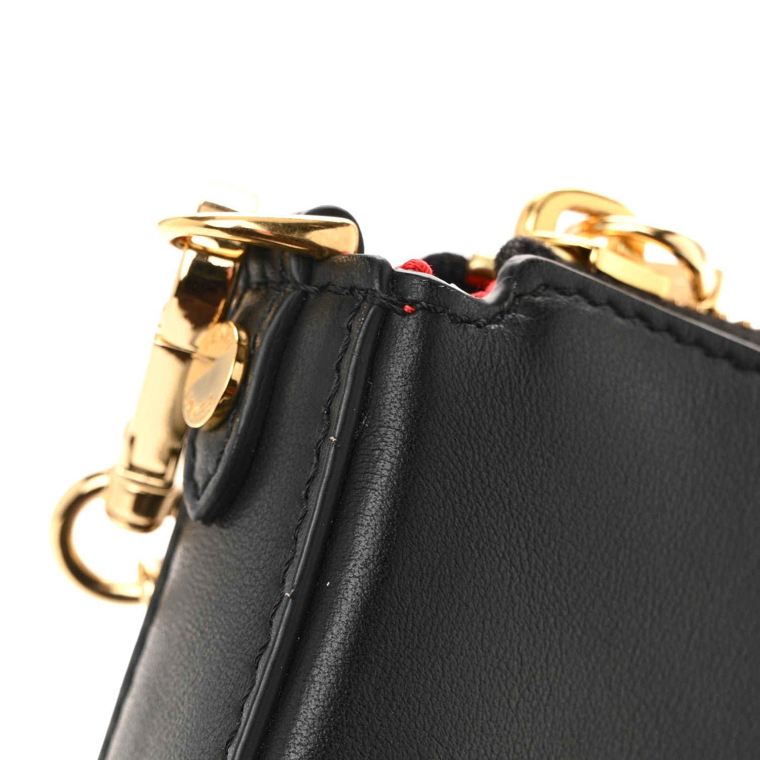 Fendi Vitello Dolce Elite Monster Eyes Bi-Color Baguette Pouch Black Yellow 13 of 14
