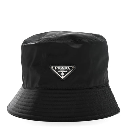 Prada Re-Nylon Metal Triangle Logo Womens Bucket Hat M Black 1 of 10