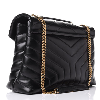 Saint Laurent Calfskin Y Quilted Monogram Medium Loulou Chain Satchel Black 3 of 10