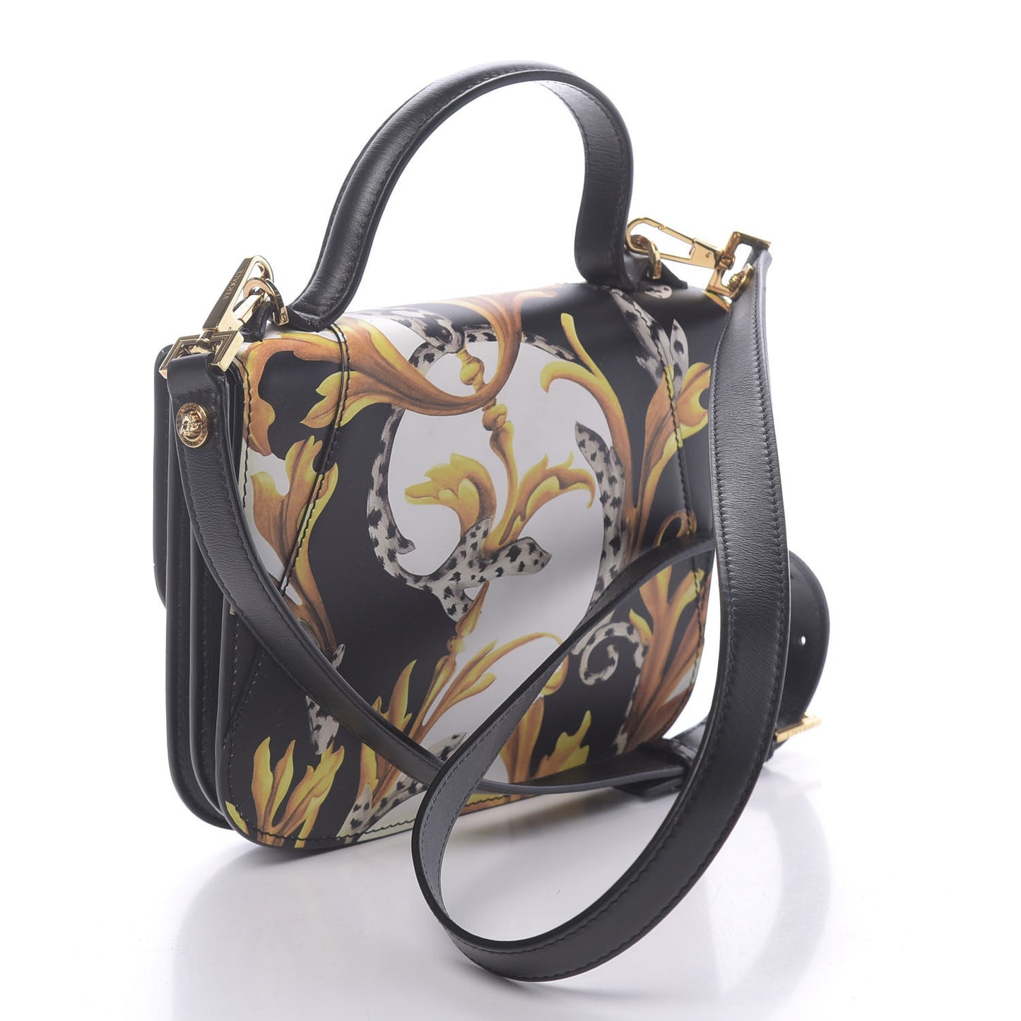 Nappa Acanthus Print Small Virtus Shoulder Bag Black