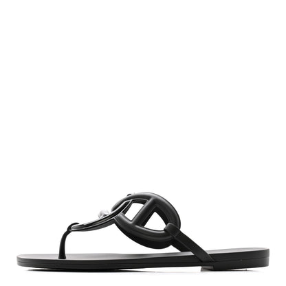 Hermes Rubber Womens Egerie Sandals 36 Black 1 of 12